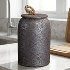 Ceramiczny Pojemnik z Pokrywką i Jutowym Uchwytem - 18