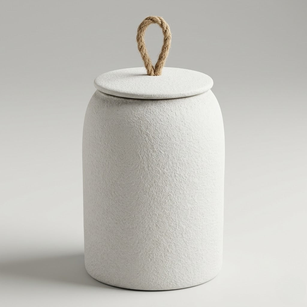 Ceramiczny Pojemnik z Pokrywką i Jutowym Uchwytem
