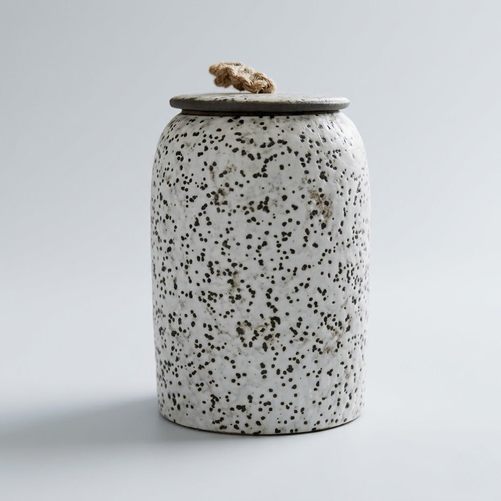 Ceramiczny Pojemnik z Pokrywką i Jutowym Uchwytem - 10