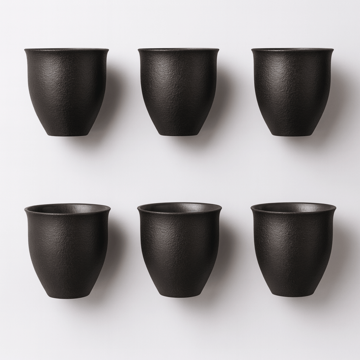 Ceramiczny Zestaw Filiżanek do Kawy i Herbaty w Stylu Rustykalnym - Matowa Czerń