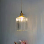 Lampa Wisząca Vintage ze Żebrowanego Szkła z Żelazną Ramą - 10