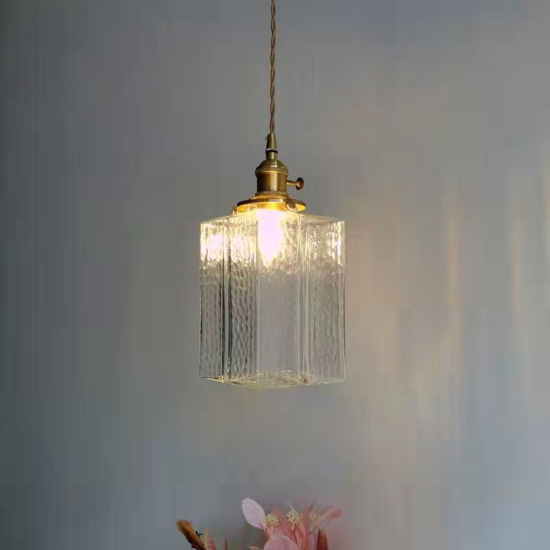 Lampa Wisząca Vintage ze Żebrowanego Szkła z Żelazną Ramą - 10