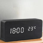 Budzik LED Drewniany z Wyświetlaczem Temperatury i Aktywacją Głosem - 7