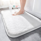 Dywanik Łazienkowy Antypoślizgowy z Gęstym Włosiem do Prysznica i Wanny - Biały