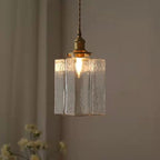 Lampa Wisząca Vintage ze Żebrowanego Szkła z Żelazną Ramą - 15