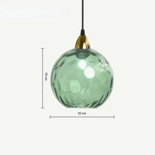 Lampa Wisząca Kula ze Szklanym Kloszem Kolorowym - Jasnozielony
