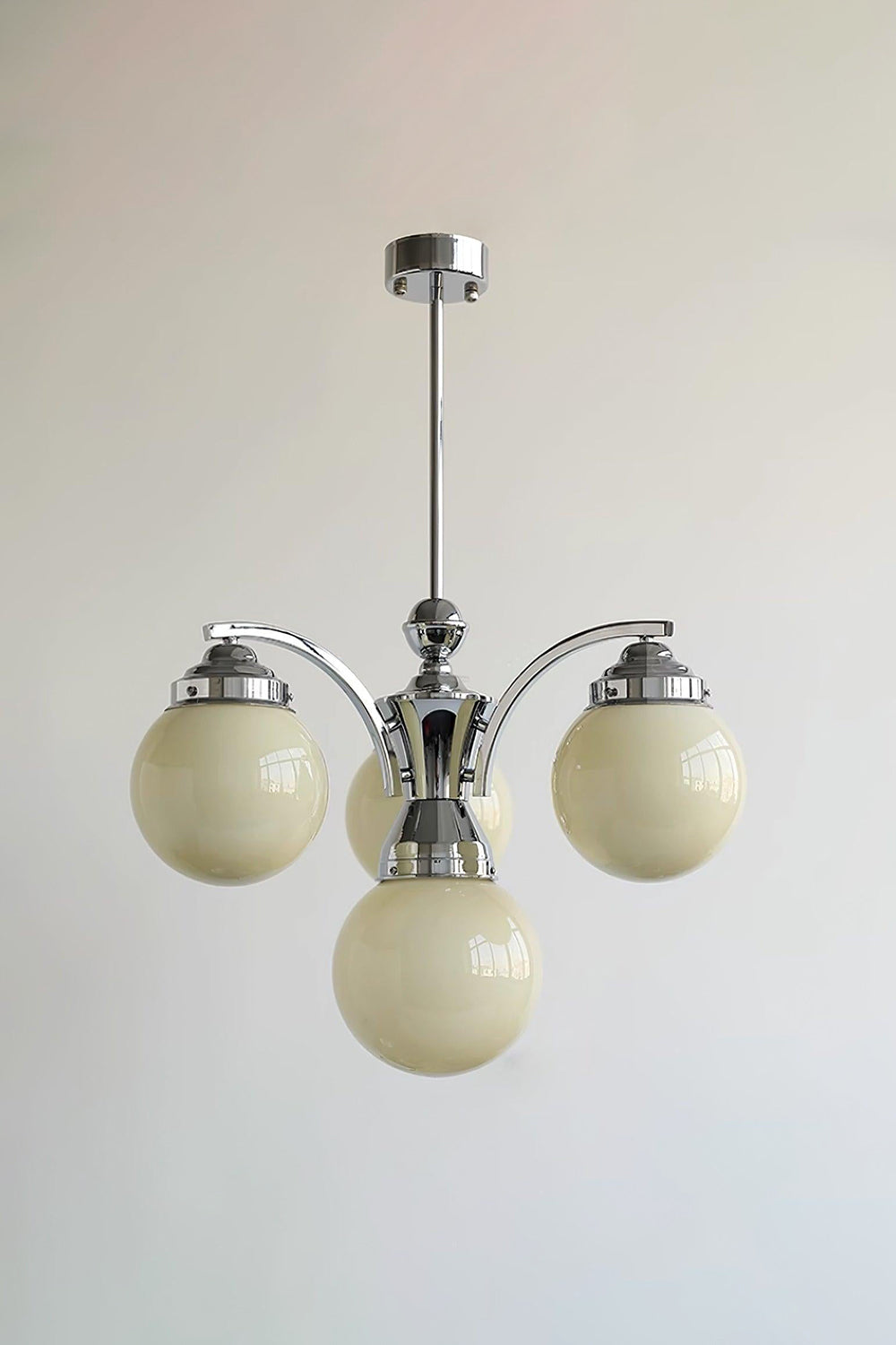 Lampa Wisząca Art Deco z Kulistymi Szklanymi Kloszami - 9