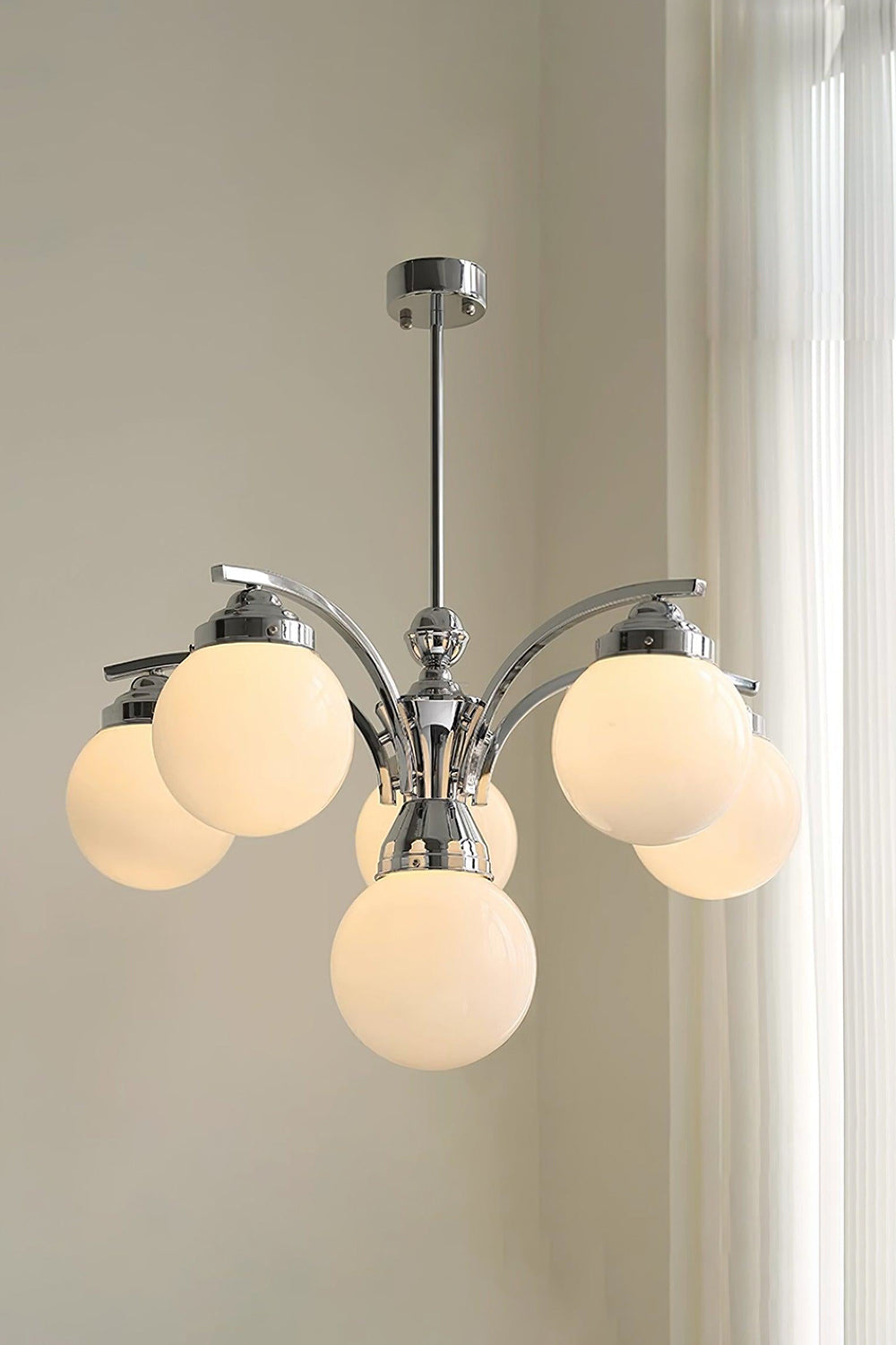 Lampa Wisząca Art Deco z Kulistymi Szklanymi Kloszami - 12