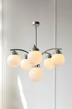 Lampa Wisząca Art Deco z Kulistymi Szklanymi Kloszami - 4