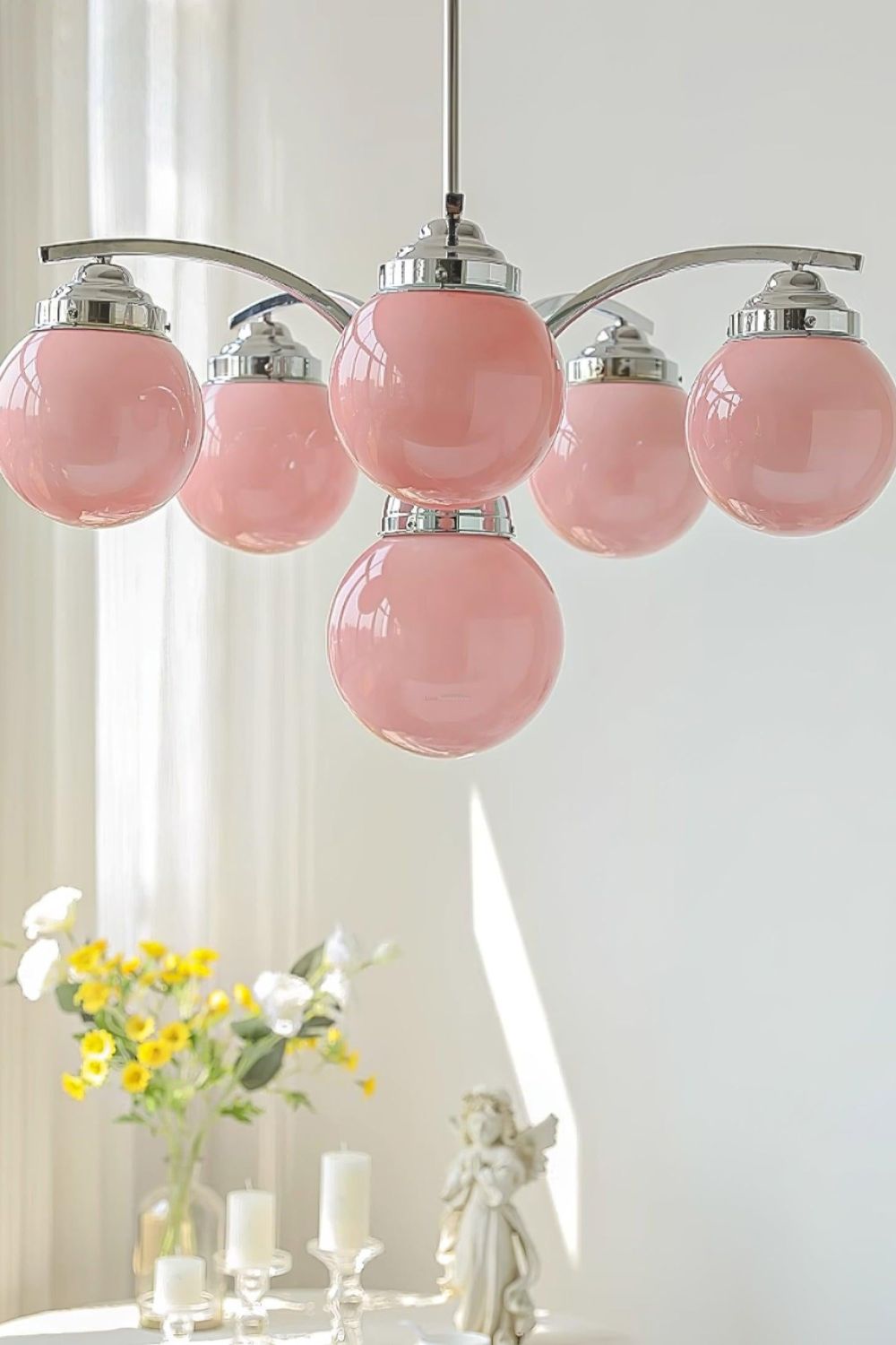 Lampa Wisząca Art Deco z Kulistymi Szklanymi Kloszami - 5