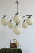 Lampa Wisząca Art Deco z Kulistymi Szklanymi Kloszami - 8