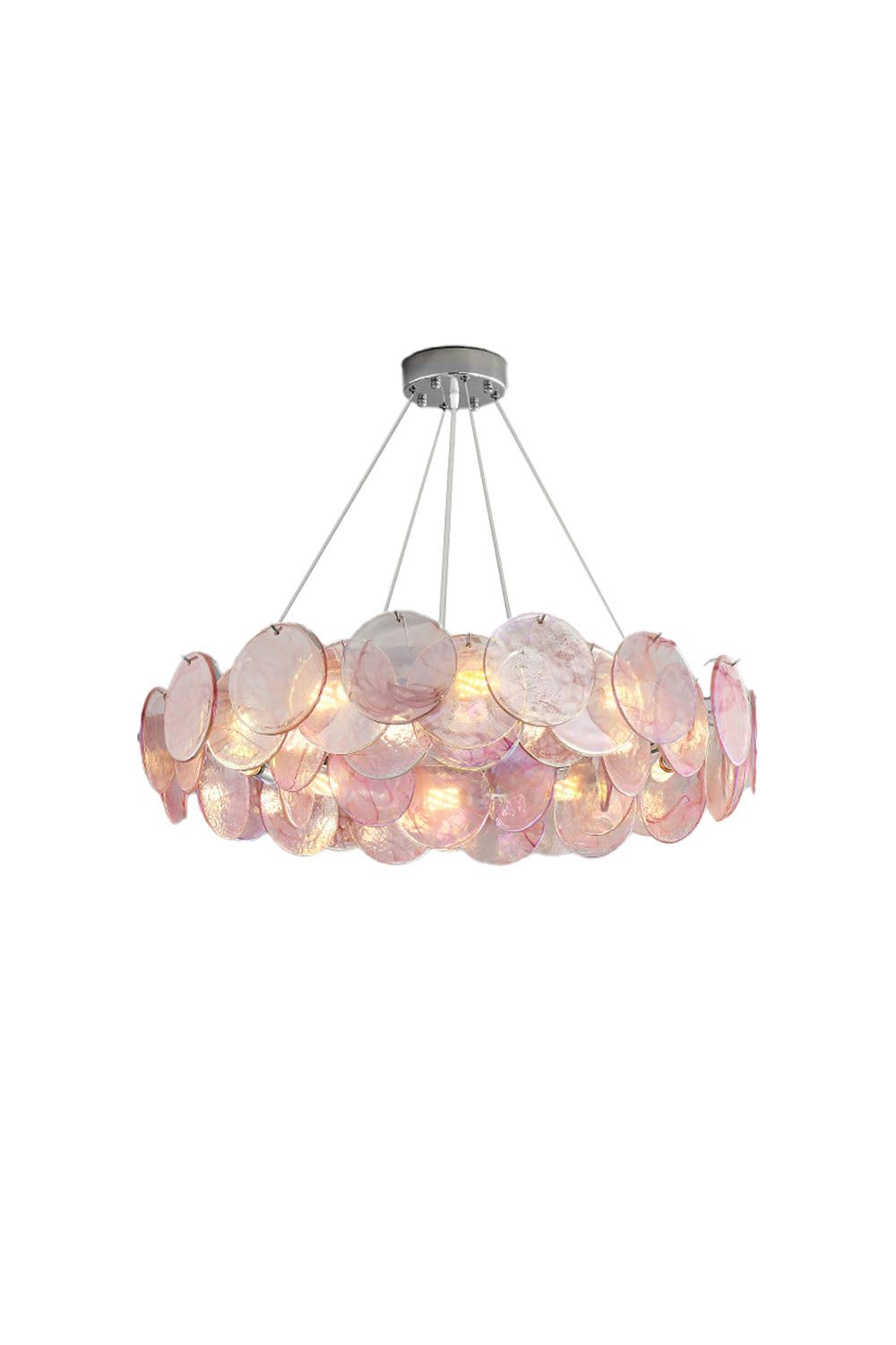 Lampa Wisząca Art Deco z Iryzującymi Szklanymi Kloszami - 19