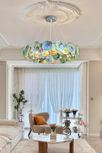 Lampa Wisząca Art Deco z Iryzującymi Szklanymi Kloszami - 3