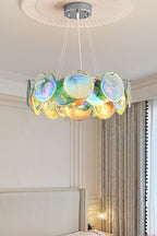Lampa Wisząca Art Deco z Iryzującymi Szklanymi Kloszami - 5