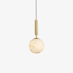 Lampa Wisząca Art Deco z Kulistym Alabastrowym Kloszem - 2