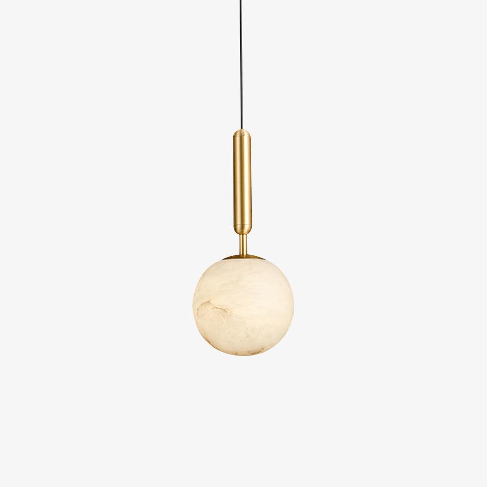 Lampa Wisząca Art Deco z Kulistym Alabastrowym Kloszem - 2