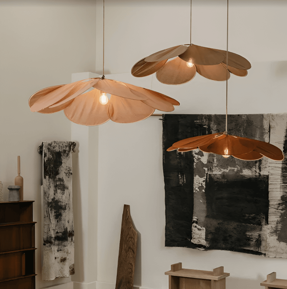 Lampa Wisząca Bohemian w Kształcie Kwiatu z Abażurem z Tkaniny - 3