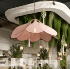 Lampa Wisząca Bohemian w Kształcie Kwiatu z Abażurem z Tkaniny - 9