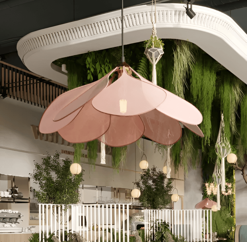 Lampa Wisząca Bohemian w Kształcie Kwiatu z Abażurem z Tkaniny - 9