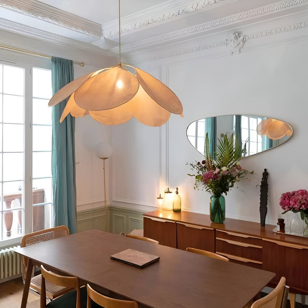 Lampa Wisząca Bohemian w Kształcie Kwiatu z Abażurem z Tkaniny - 10