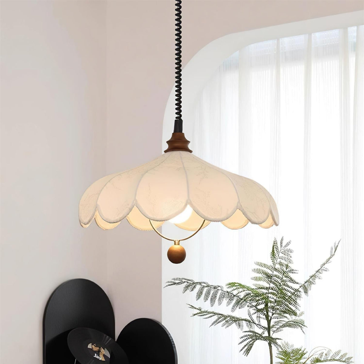 Lampa Wisząca Bohemian z Kloszem z Tkaniny i Regulacją Wysokości - 11