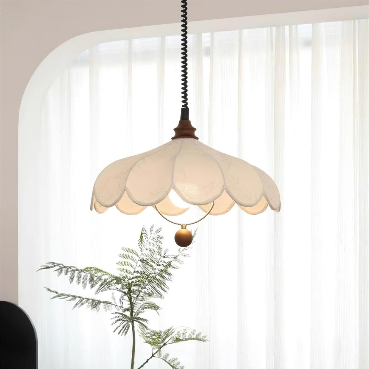 Lampa Wisząca Bohemian z Kloszem z Tkaniny i Regulacją Wysokości - 8