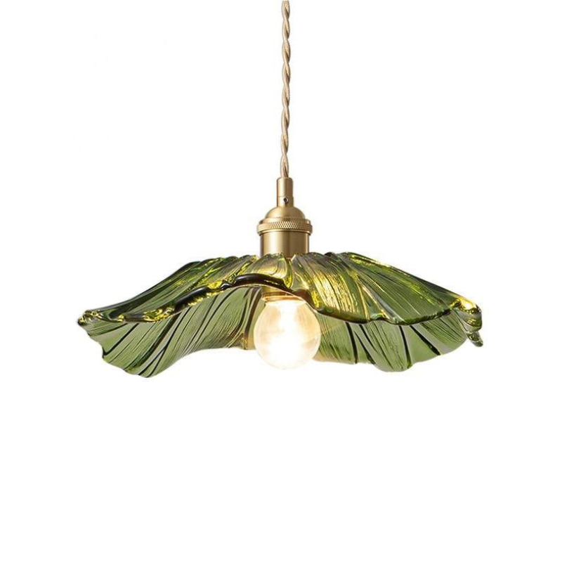 Lampa Wisząca Bohemian ze Szklanym Kloszem w Kształcie Kwiatu - Zielony