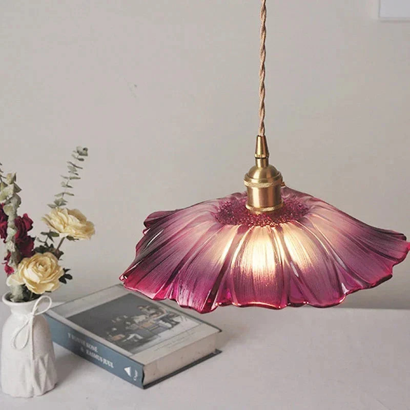 Lampa Wisząca Bohemian ze Szklanym Kloszem w Kształcie Kwiatu - 3