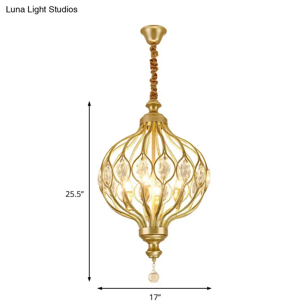 Lampa Wisząca Bohemian z Kryształami i Kloszem w Kształcie Lampionu - 13