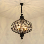 Lampa Wisząca Bohemian z Kryształami i Kloszem w Kształcie Lampionu - Czarny