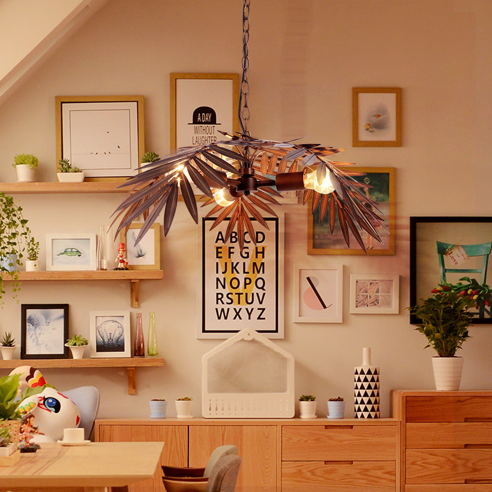 Lampa Wisząca Bohemian z Kloszem z Liści Palmy
