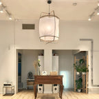 Lampa Wisząca Bohemian z Tkaninowym Kloszem i Bambusową Ramą - 4
