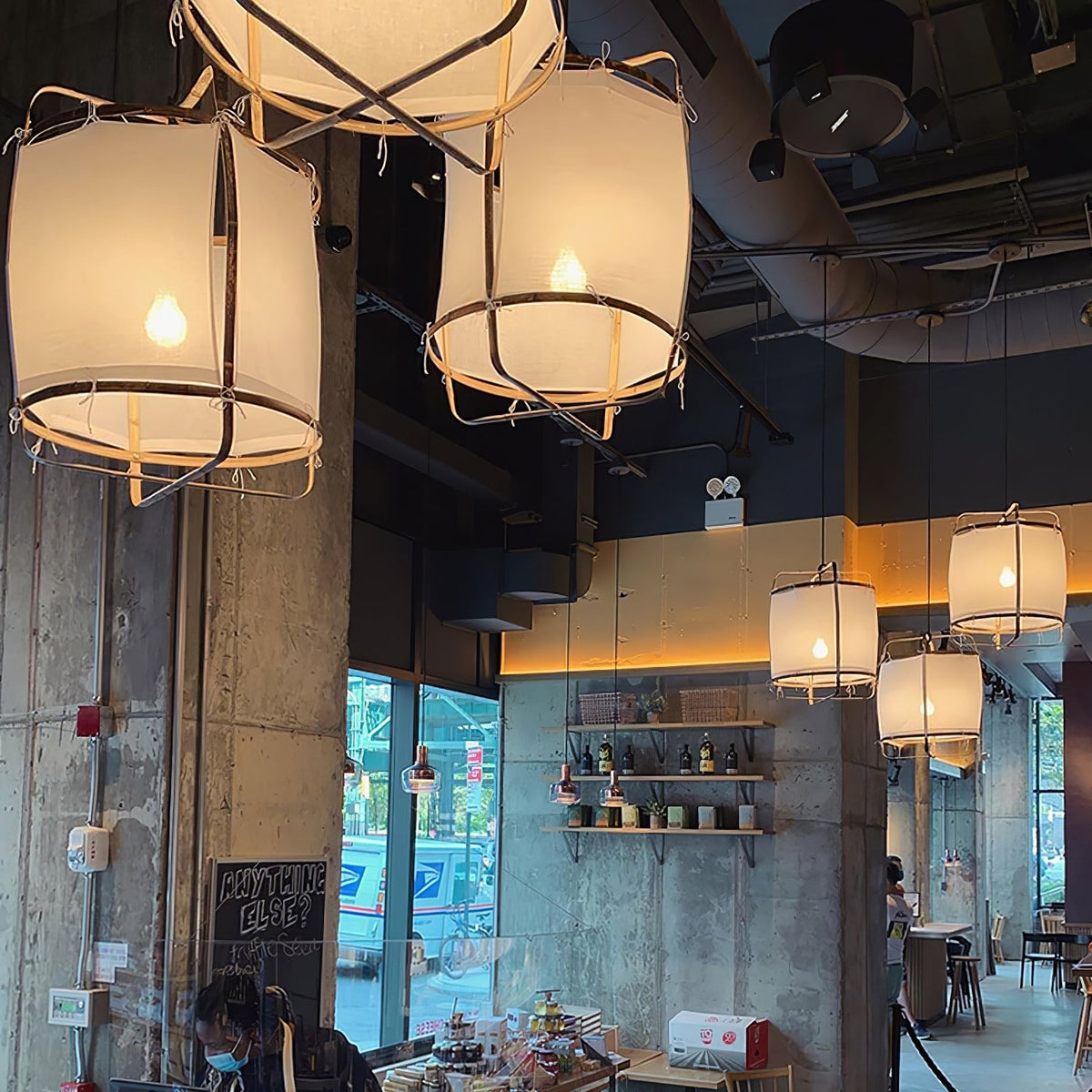 Lampa Wisząca Bohemian z Tkaninowym Kloszem i Bambusową Ramą - 7