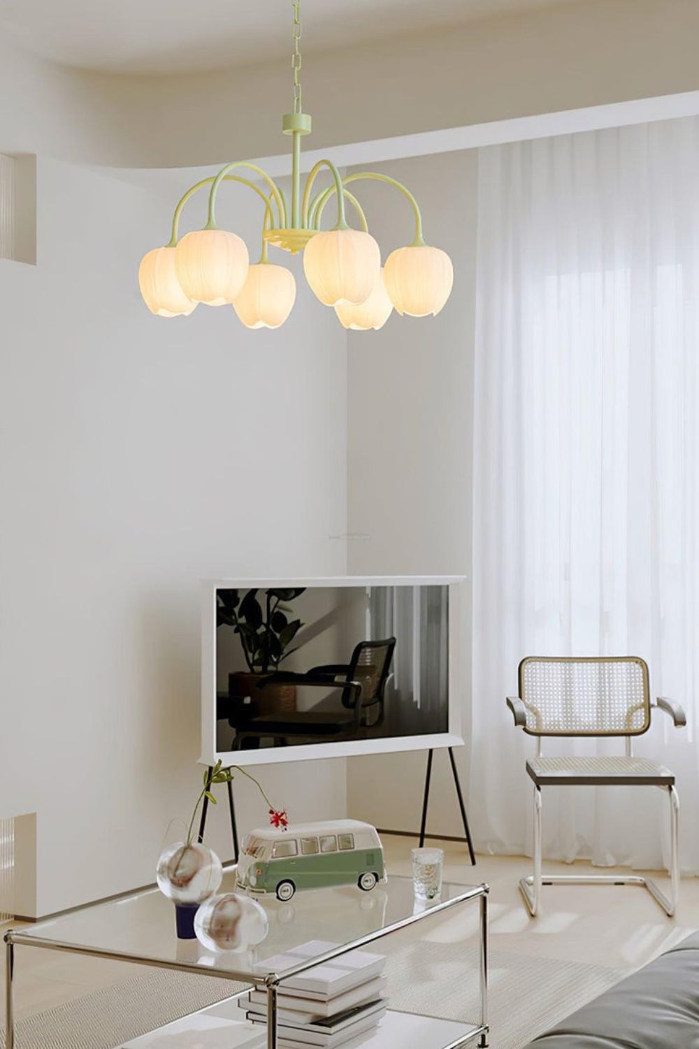 Lampa Wisząca Tulipan Bohemian z Zielonymi Ramionami - 3