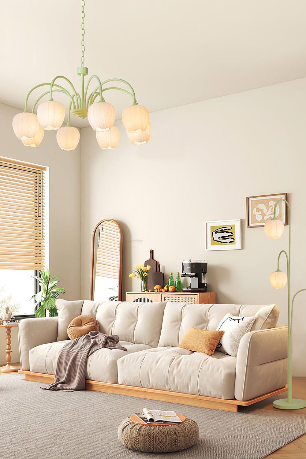 Lampa Wisząca Tulipan Bohemian z Zielonymi Ramionami - 5