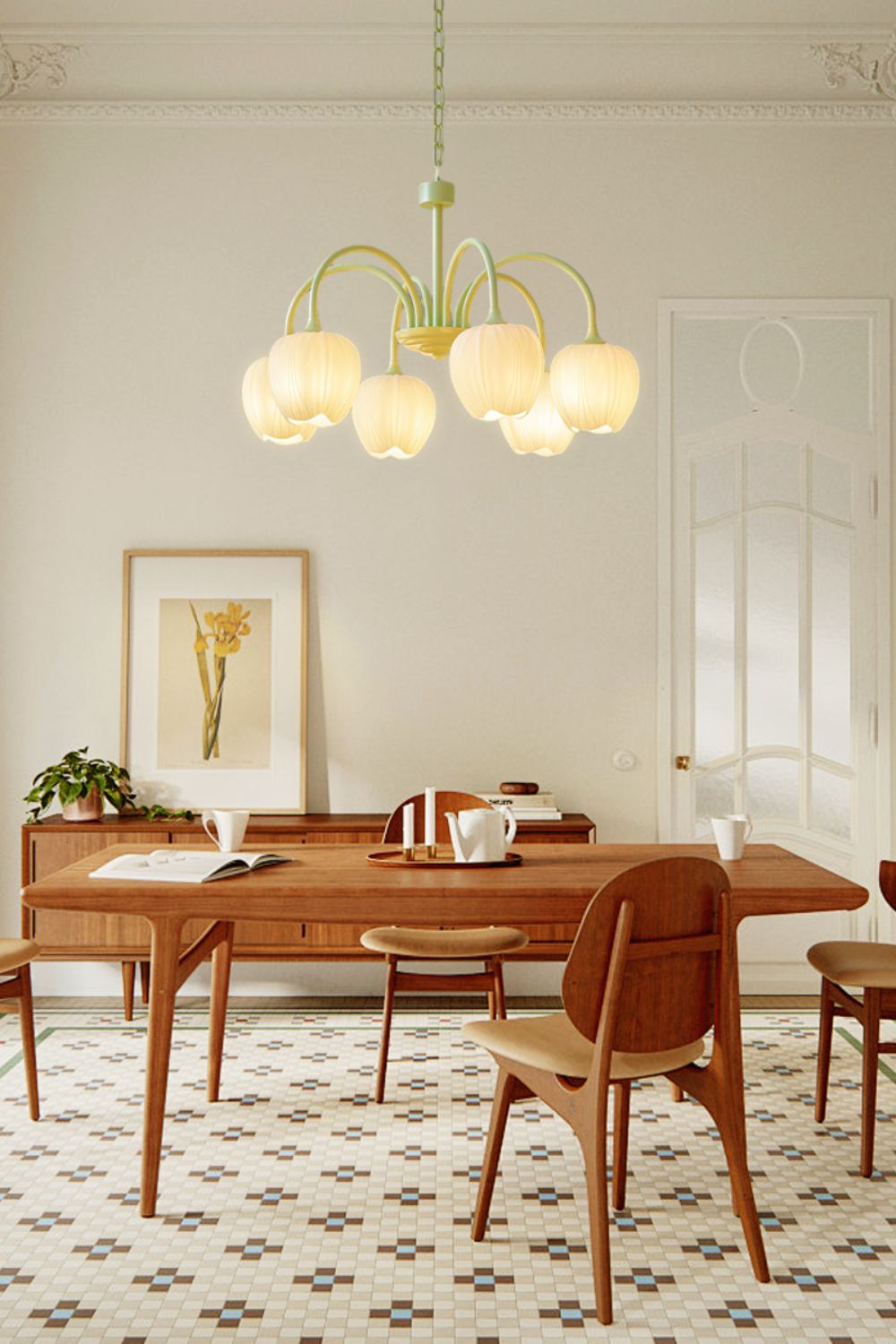 Lampa Wisząca Tulipan Bohemian z Zielonymi Ramionami - 8