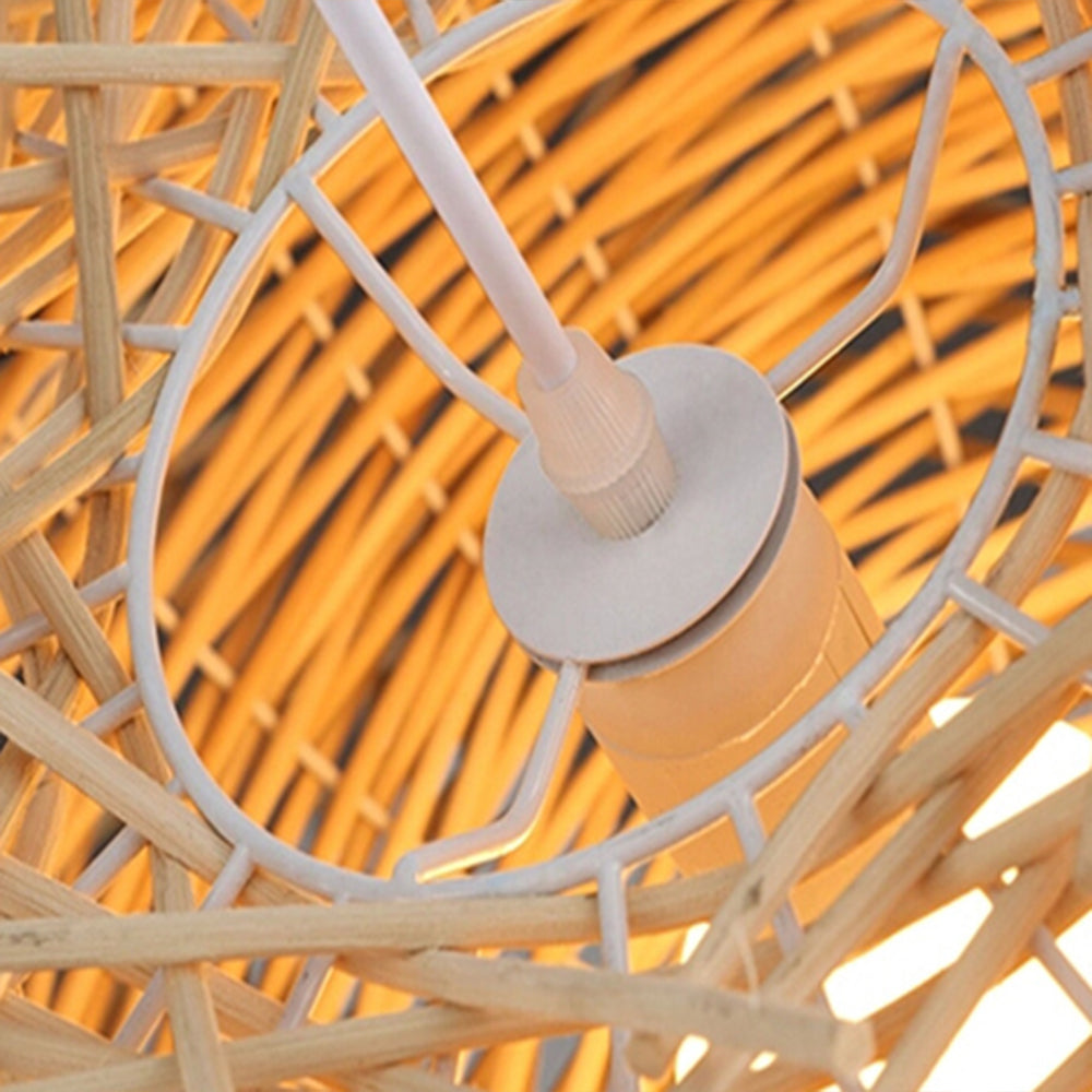 Lampa Wisząca Boho Gniazdo z Rattanu - 12