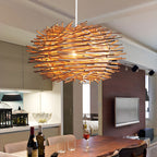 Lampa Wisząca Boho Gniazdo z Rattanu - Drewno