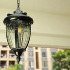 Lampa Wisząca Zewnętrzna Wiktoriańska z Żebrowanym Szkłem