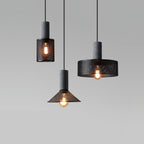 Lampa Wisząca Industrialna z Betonowym Kloszem i Metalową Siatką - 10