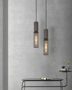 Lampa Wisząca Industrialna z Betonowym Kloszem i Metalową Siatką - 23