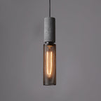 Lampa Wisząca Industrialna z Betonowym Kloszem i Metalową Siatką - Czarny/Szary