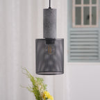 Lampa Wisząca Industrialna z Betonowym Kloszem i Metalową Siatką - 33