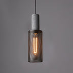 Lampa Wisząca Industrialna z Betonowym Kloszem i Metalową Siatką - Czarny/Szary
