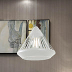 Lampa Wisząca Industrialna Stożkowy Klosz z Paskami - Biały