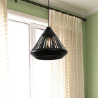 Lampa Wisząca Industrialna Stożkowy Klosz z Paskami - Czarny