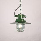 Lampa Wisząca Industrialna Vintage z Kloszem i Kratką Ochronną - 9