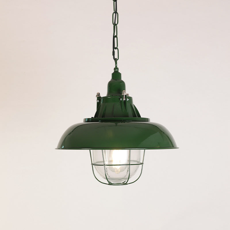 Lampa Wisząca Industrialna Vintage z Kloszem i Kratką Ochronną - 12