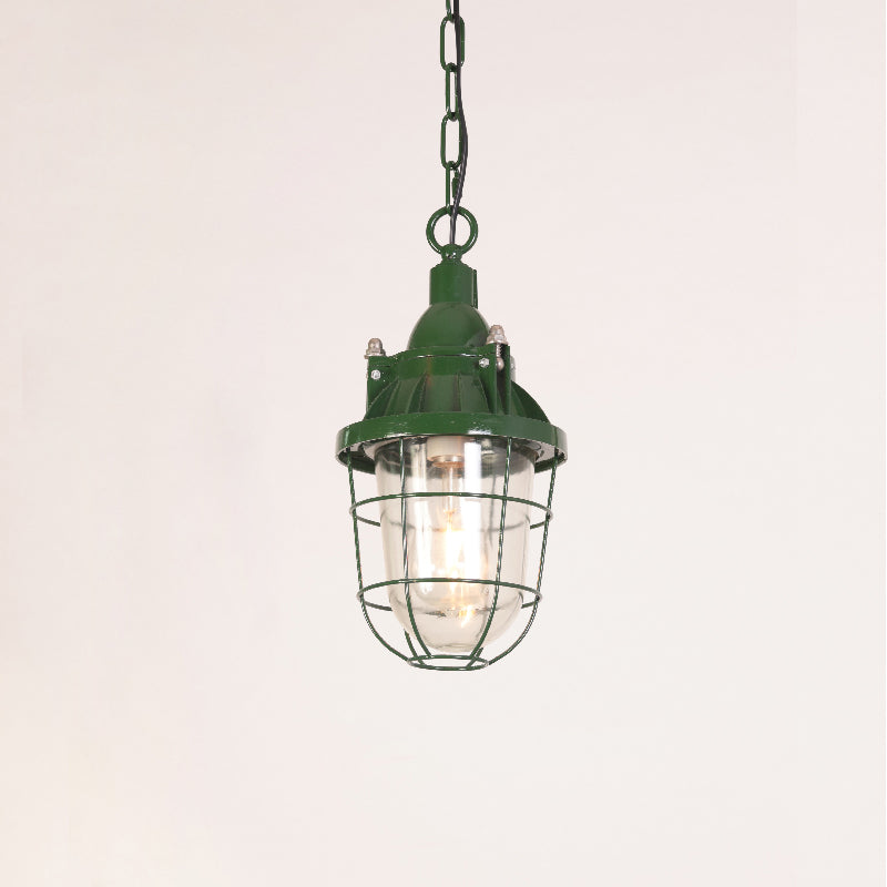 Lampa Wisząca Industrialna Vintage z Kloszem i Kratką Ochronną - 19