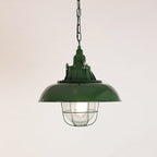 Lampa Wisząca Industrialna Vintage z Kloszem i Kratką Ochronną - 21